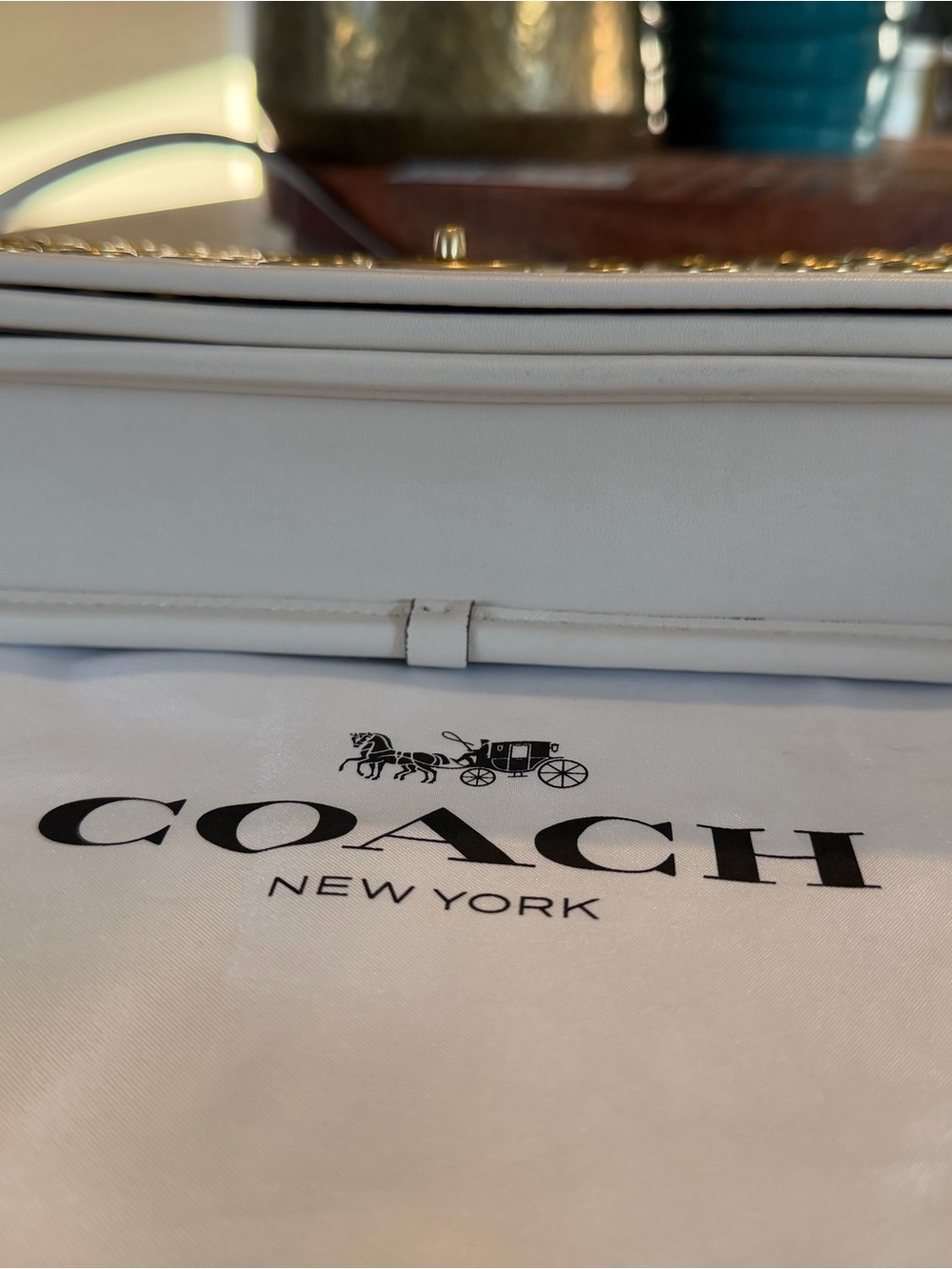 Coach Dinky Bag With Grommets Chalk - Picture 6 of 12
